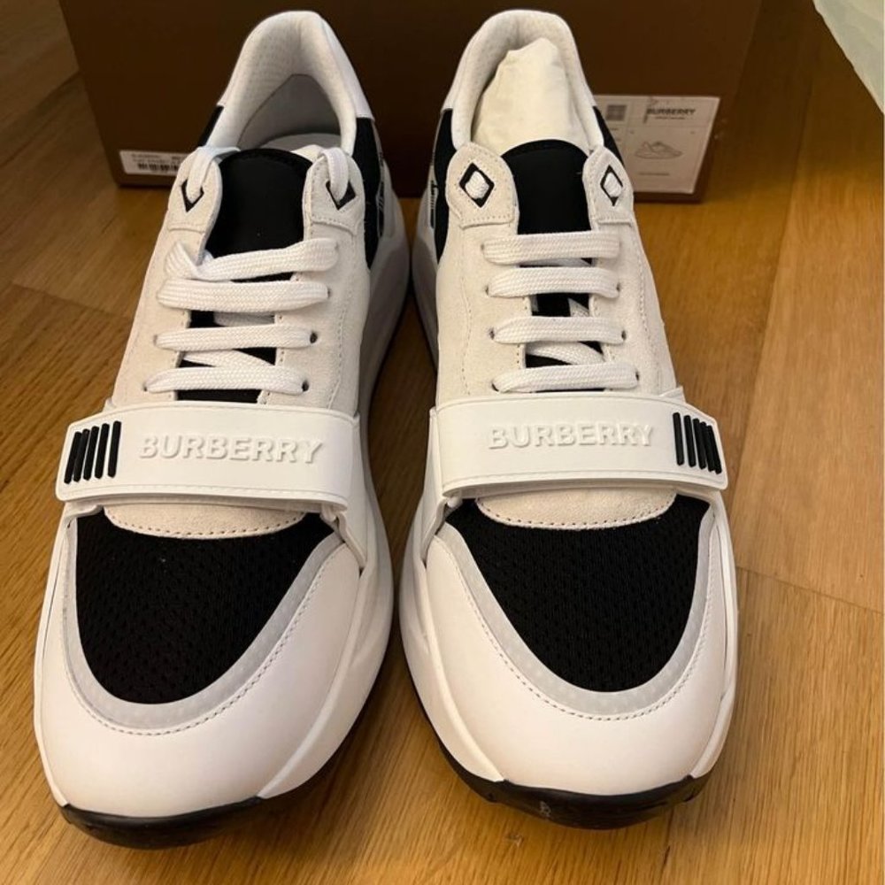 NEW ORI Burberry Mens Sneaker US11/EUR45 Ramsey Sneakers White Plaid Color